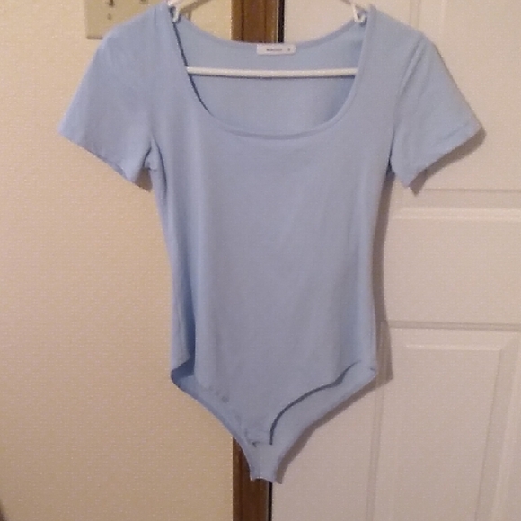 Light Blue Short Sleeve Bodysuit - Picture 1 of 4